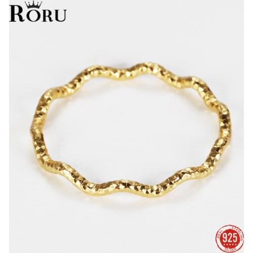 New Simple Thin Line Curve Wave Wild Dazzling Ring 100% 925 Sterling Silver Rings for Women Bijoux Rose Gold Silver Fine Ring