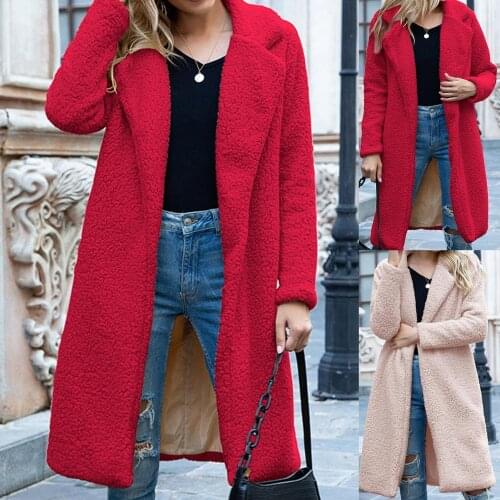 2021 Women Autumn Winter Faux Fur Fleece Overcoat Long Sleeve Coat Open Front Cardigan Thick Warm Casual Oversize Outcoat traf
