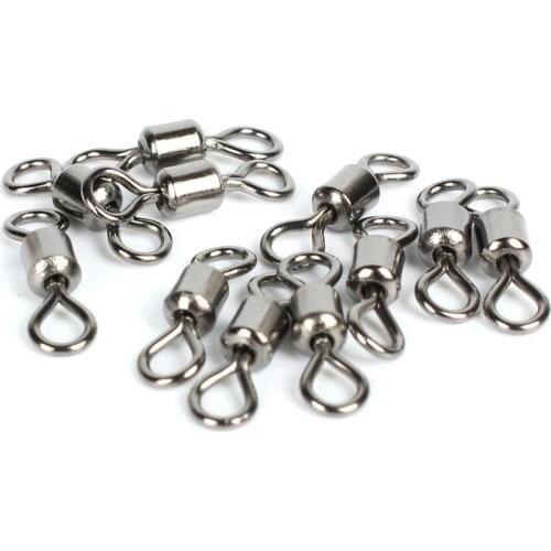 10pcs/lot 2#-10# Ball Bearing Swivel Safety Snap Solid Rings Fishing Rolling Swivel For Carp Fishing Connector Accessories
