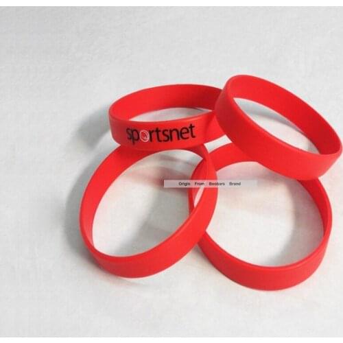 Custom 100% New Silicone Red Wristbands With Black Logo Text Website Print Promotion Men Women Bracelet Gift 100pcs