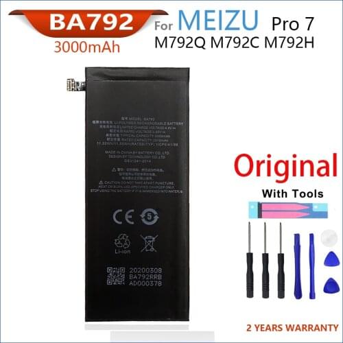 100% Genuine BA792 Battery For Meizu Pro 7 M792Q M792C M792H 3000mAh Mobile Phone High Quality Batteries Bateria With Tools