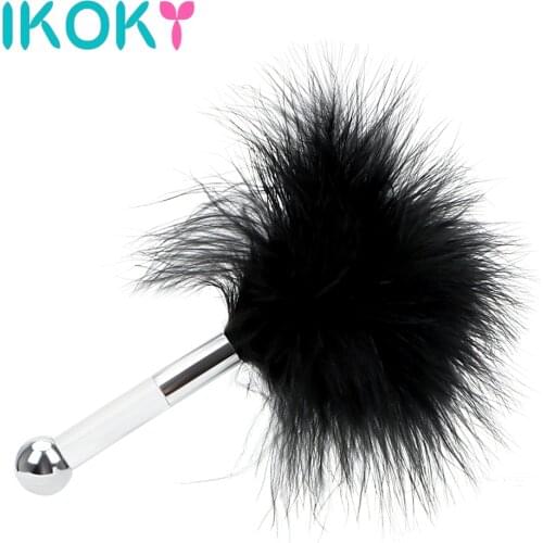 IKOKY Anal Plug with Feather Tail Mini Steel Ball Butt Plug Flirting Stick Adult Games Sex Toys for Women Couple Foreplay