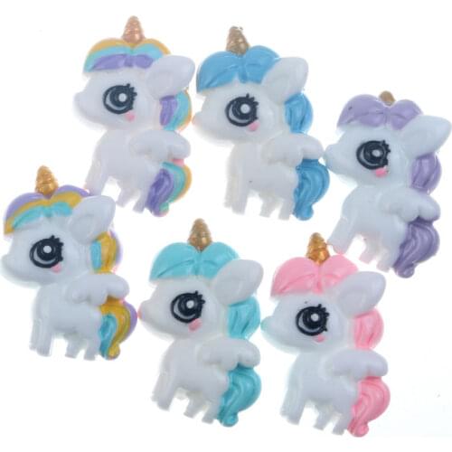 20pcs 31x23mm Resin Unicorn Decoration Crafts Flatback Cabochon Embellishments For Scrapbooking Diy Accessories