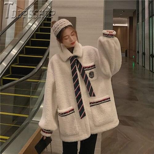 2019 Winter New Korean Cardigan Women Jacket Imitation Lambswool Thick Female Coat