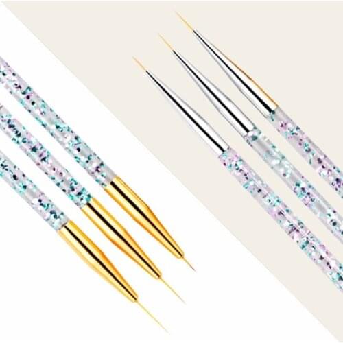 3Pcs Acrylic French Stripe Nail Art Liner Brush Set 3D Tips Manicure Ultra-thin Line Drawing Pen UV Gel Brushes Painting Tools