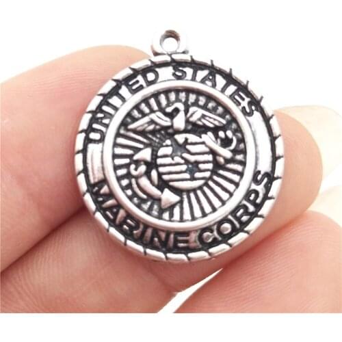 BULK 30pcs Zinc Alloy Metal USMC Marine Corps Charms United States Patriotic Military Medal Pendants 20*23mm 3.03g