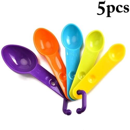 5Pcs/Set Plastic Measuring Spoon Solid Color Plastic Measure Cup Baking Measuring Tool Kitchen Tools Accessories