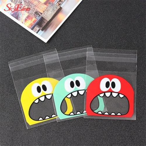 50/100pcs Cartoon Monster 10CM*10CM Cookie Candy Bag Self Adhesive Plastic Bag Wedding Party Biscuits Baking Package Supplies 6Z