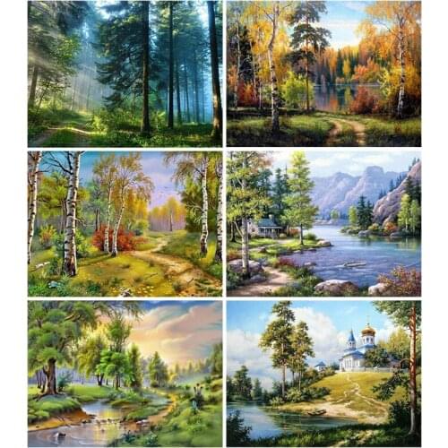 PDMDOG 5D Diamond Embroidery Needlework Kit "Forest scenery tree" Diy Diamond Painting Cross Stitch Home Decoration Gift