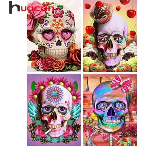 Huacan 5d Diamond Painting New Arrivals Skull Home Decor Embroidery Cross Stitch Horror Scenery Handmade Gift Wall Sticker