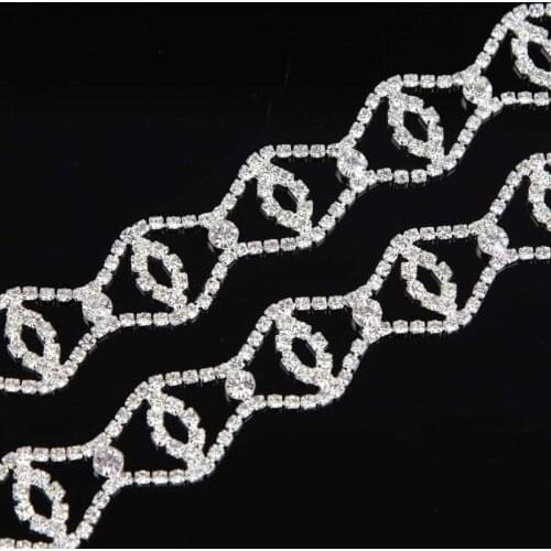 10Yards Sliver Gold Rhinestone Trim Applique Rhinestone Appliques For Wedding Dresses Clothes Accessories Sewing