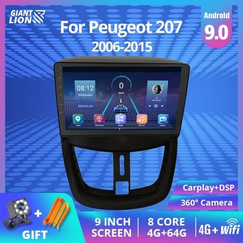 2din Android 9.0 Car Radio For Peugeot 207 2006-2015 Car Multimedia Player GPS Navigation 4G+64G Bluetooth Autoradio DVD Player
