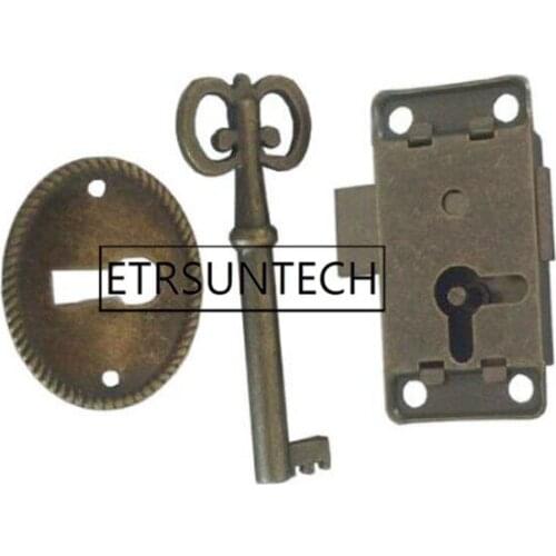 50sets Antique Door Lock Drawer Jewelry Wood Box Cabinet Wardrobe Cupboard Door Lock + Key Furniture Hardware