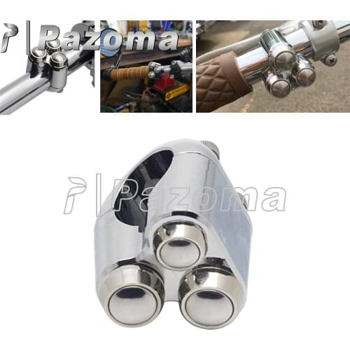 CNC Aluminum Mini Momentary Push Button Switches Triple Buttons Cafe Racer 22mm 25mm 1" 7/8" Handlebar M-Switch for Triumph Bob