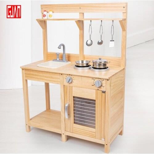 Childrens wood Nordic wind primary color water simulation kitchen utensils dishwashing pool role play home toys