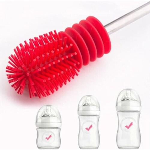 Baby Bottle Brushes Nipple Pacifier Tube Silicon Brushes Kids Milk Feeding Bottle Cleaning Brush