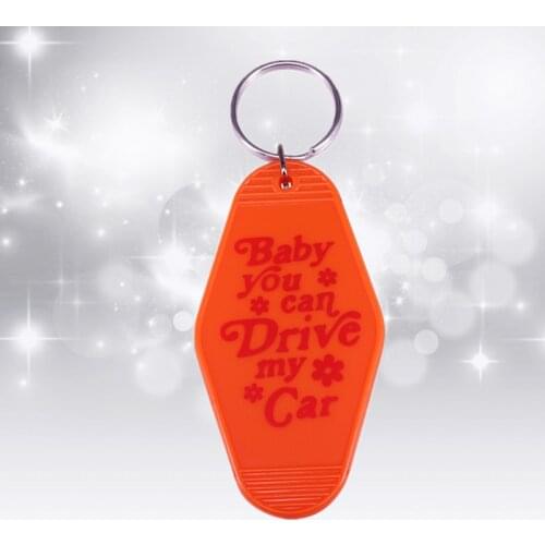 Baby You Can Drive My Car motel Couples Keychain Paul McCartney John Lennon Rubber Soul Yesterday and Today lyrics key tag fob