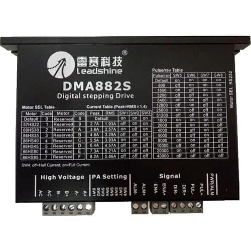 Leadshine DMA882S Stepper Drive Stepping Motor Driver 20-80VAC 30-100VDC 8.2A with Sensorless Detection