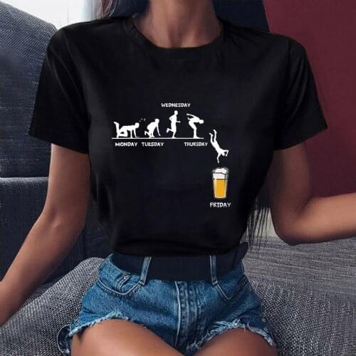 Harajuku T Shirt Punk Gothic Tshirt Friday Beer Lover Party Weekend Beer Mug Drunk Print Summer Vintage Women T-shirt Streetwear