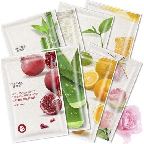 Aloe Fresh Orange Rice Pomegranate Bamboo Rose Green Tea Honey Moisturizing Face Mask Oil-control Whitening Mask Face Skin Care