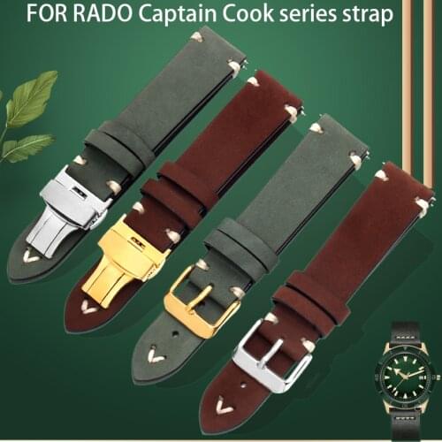 Shengmeirui Frosted leather FOR Rado Captain Cook leather strap belt 20MM21MM black brown green Mens bracelet Quick disassembly