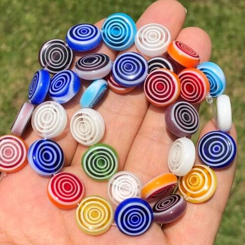 6 8 10 12mm Lampwork Millefiori Glass Beads Colorful Circles Loose Beads Flat Round Mix Colors Beads For jewelry making Diy