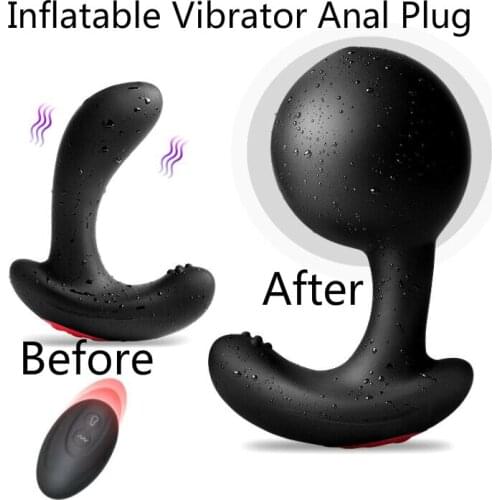 Inflatable Anal Plug Vibrator Wireless Anal Butt Vaginal Masturbator Prostate Massager Vibrator Adult Sex Toy for Men Butt Plug