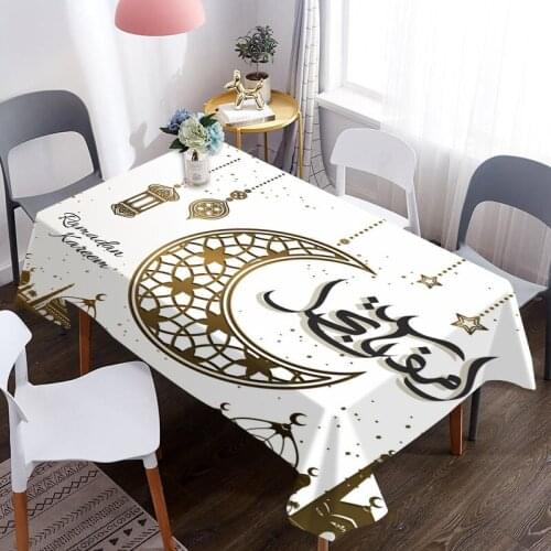 Islam Muslim Ramadan Print Table Cloth Waterproof Rectangle Dining Table Cover For Living Room Kitchen Decoration Tablecloth