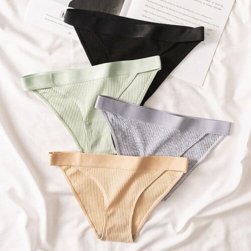 3 Pcs/lot Womens Underpants Soft Cotton Panties Girls Low Waist Briefs Striped Panty Sexy Female Underwear Lingerie