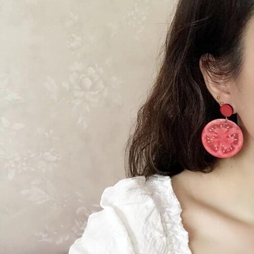 New Cute Acrylic Tomato Kiwifruit Fruit Drop Earring for Women Girls Vacation Beach Party Long Dangle Earrings Fashion Jewelry