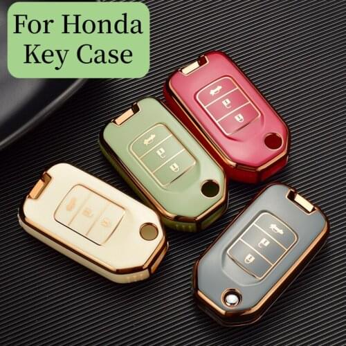 New Electroplate Soft TPU Car Remote Key Case Cover for Honda Civic HRV CRV XRV Crider Odyssey 2015-2018 Remote Key Protection