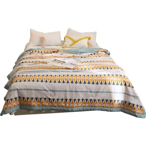 Nordic Simple Summer Flower Washable Pure Cotton Air-Conditioning Duvet Cotton Summer Quilt Single Double Thin Quilt Blanket