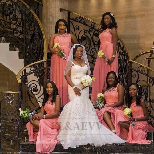 One Soulder Bridesmaid Dresses Mermaid 2021 A Line South African Bridesmaid Dress Black Girls Wedding Party Gowns
