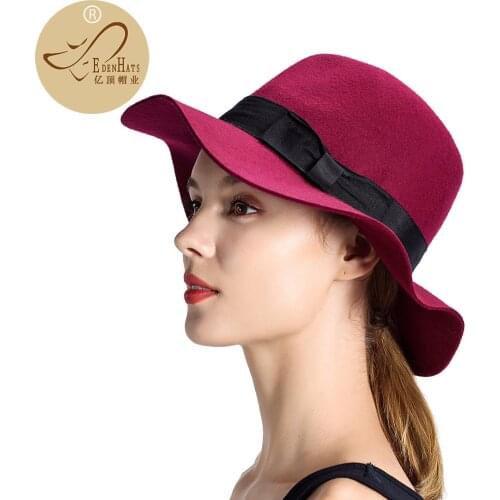 Panama Style Wool Felt Hat with Ribbon Trim Fedora hat for Woman Top Hat Men Hat W10-2248