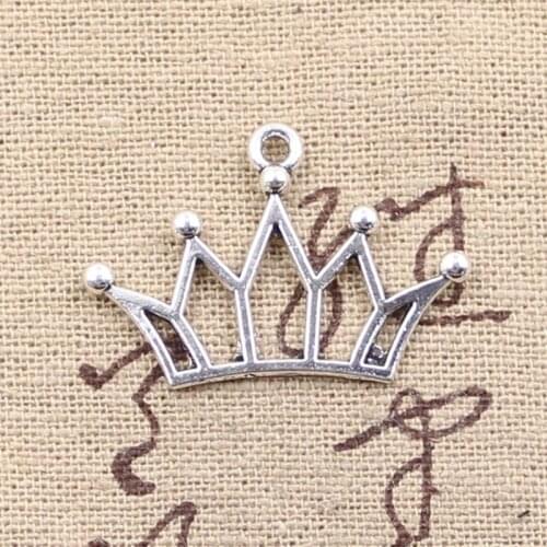 20pcs Charms Crown 20x30mm Handmade Craft Pendant Making fit,Vintage Tibetan Bronze Silver color,DIY For Bracelet Necklace