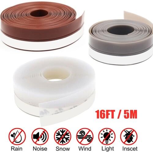 3 Color 5M Length Window Door Bottom Self Adhesive Silicone Rubber Seal Weathering Strip Door Sealing Bar Window Sealing Tape