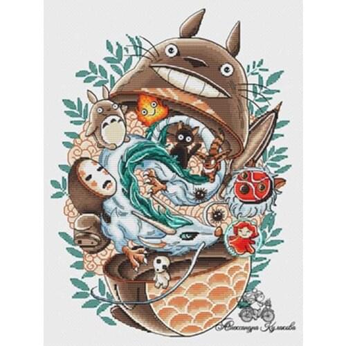 My Neighbor Totoro 11 Easter Counted Cross Stitch 11CT 14CT 18CT DIY Chinese Cross Stitch Kits Embroidery Needlework Sets