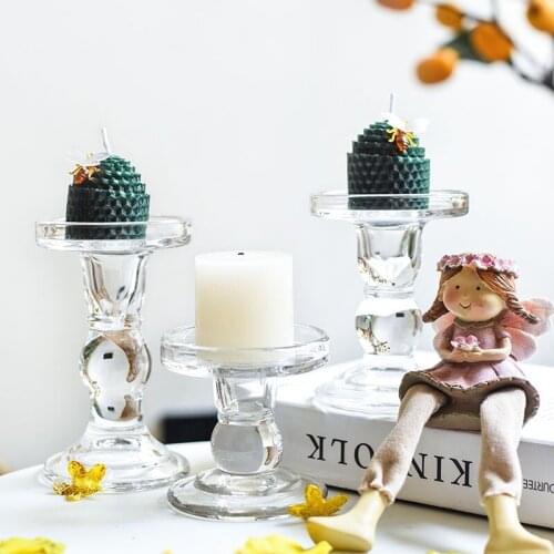 Glass Candle Holder Candle Decorations Ins Simple cCandlestick Candles Home Decoration Velas Candles Jar Свечи Decoração شموع