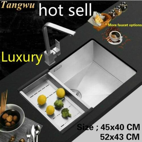 Tangwu 304 Thick Stainless Steel Sink Manual Single Groove Undercounter Kitchen Vegetable Washing Basin 45X40 -52X43 cm