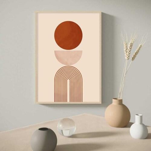 Trend Beige Geometric Abstrac Wall Art Printed Canvas Paintings Pictures Prints and Posters for Living Room Home Decoration