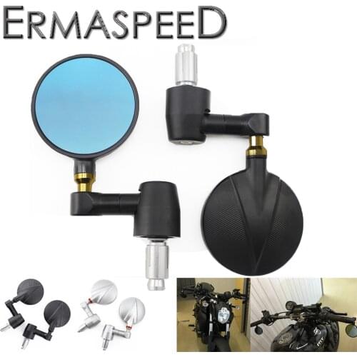 Universal 22mm Motorcycle Bar End Mirrors CNC Aluminum Black Cafe Racer Rear View Mirrors For Kawasaki zx6r 2005 Honda cbf 600s