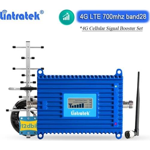 Lintratek 4G LTE Signal Repeater B28 700MHz Internet AGC Cellular Signal Booster 70dB Amplifier for Mobile Phone Network Amplify