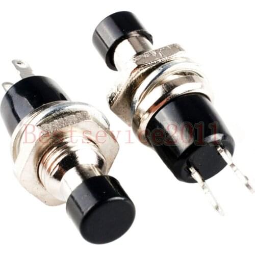 YOCOMYLY 50pcs Momentary Black SPST 2 Pins NO Push Button Switch AC push-on,Release-off