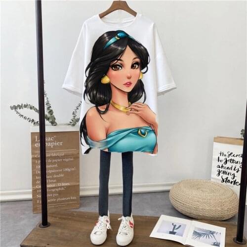 2021 new Ariel Princess Mermaid 3D printing T-shirt Harajuku summer casual womens T-shirt oversized T-shirt Disney T-shirt