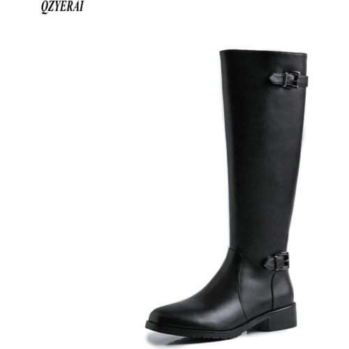New autumn/winter women The knee boots Genuine leather Female boots European brand knight boots Side zipper size 34 -40