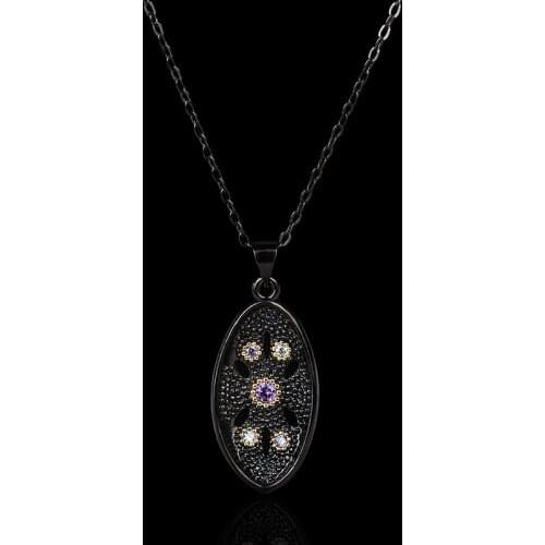 2021 New Ethnic Style Womens Zircon Pendant Black Gold Two-color Irregular Hollow Earrings Color Zircon Womens Sweater Chain