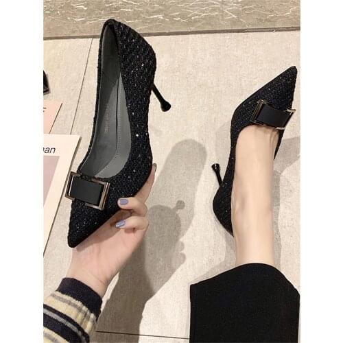 High-heeled womens shoes 2021 new spring and autumn small fresh French girl pointed stiletto pumps fashionable and simple