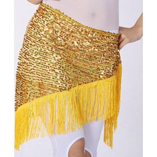 Women Belly Dancing Triangle Hip Scarf With Sequin and Fringe Shining Tassel Dance Wrap Skirt Party Club Stage Costumes
