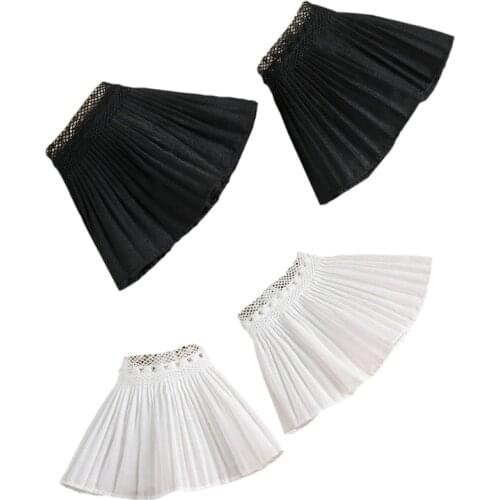 1 Pair Detachable Shirt Fake Sleeve Cuffs Fashion Pleated Horn Cuff Layered Lace Cuff False Sleeves Sunscreen Decorated