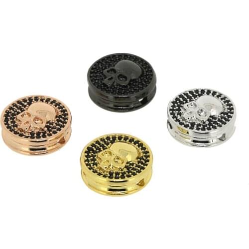 1PCS 5 Types Skull/Lion/Buddha Metal CZ Beads Jewelry Components Color Gold/Silver/Rosegold/Black Jewelry Bracelet Findings
